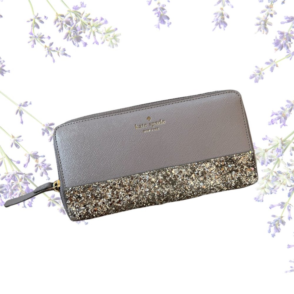 Kate Spade New York Neda Cityscape Grey Glitter Wallet